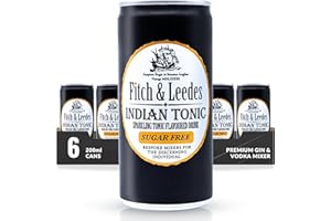 Fitch & Leedes Sugar-Free Indian Tonic – 6 x 200ml Mixer for Botanical Gins