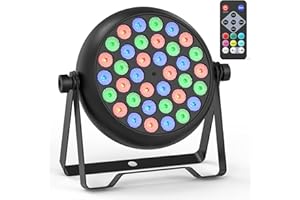 Rtktoup RGB Focos Par LED, 36W Luz de Escenario con Control Remoto y 4 Modos de Control, Luces Discoteca para DJ Bar Boda Espectáculo Conciertos Fiesta Navidad Halloween