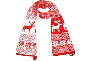 LOVARZI Echarpe tricotée homme ou femme thème Noel avec rennes - Foulards de Noël