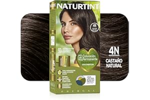 NATURTINT Biobased, Coloración Permanente Sin Amoniaco, 100% Cobertura de Canas, Tinte para el Cabello con Ingredientes Naturales, Intenso y Duradero, 4N Castaño Natural, 170ml