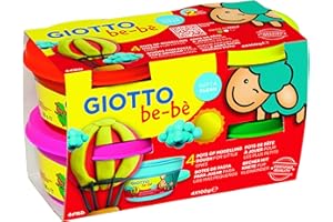 Giotto be-bè Caja de pasta para jugar, 4 x 100 g (roja, amarilla, magenta, verde)