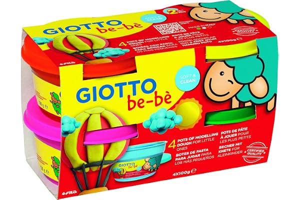 GIOTTO be-bè - Boite 4 x 100g pâte à jouer - magenta rouge jaune vert