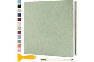 SEMFALBUUMS Album Photo Adhesif Vierge 28x27 CM Classeur Photo Livre Photo Personnalisable Scrapbook de Classe Mariage Livre D'or Enfant Bebe DIY Carte Postale, 40 Pages Vert Herbe