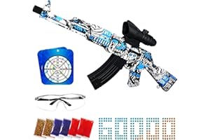 PEAK DUEL Large Gel Blaster Gun, AK47 Electric Gel Blaster with 60,000 Rounds + Goggles, Toy Guns for Outdoor Shooting Games for Kids and Adults, for Christmas and Birthdays (Blue)