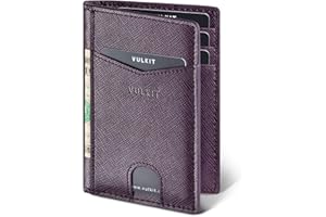 VULKIT Credit Card Holder RFID Blocking Slim Leather Wallet Anti Scan Bank Card Holder Quick Access with 10 Slots