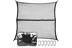 UIHOL Filet à Bagages pour Pick-up, Filet de Rangement Coffre de Voiture, Extensible Jusqu'à 120x120cm s’étire à 230x230cm, 6 Mousquetons, Bord élastique maintient Les Charges Plus fermement