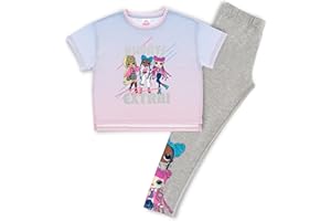 L.O.L. Surprise ! Mädchen T-Shirt und Leggings Set mit LOL OMG Always Extra, LOL Surprise Dolls | Kinder Outfits Baumwolle Sommer Tops & LOL Leggings | Mädchen Kleidung | Grey Marl T Shirt