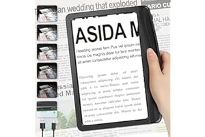 Tobegiga 5X Wiederaufladbare Leselupe mit licht, Handlupe Dimmbarer LED, Leichte Lupe von Büchern USB, Lupe zum Lesen für Senioren Groß, Zeitungen, Kleingedruckten Lesehilfe für Senioren