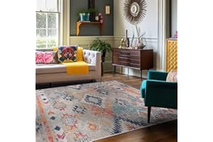 Mazovia Tappeti Multicolori - Vintage Boho Tappeto Pelo Corto - Tappeti Moderni Soggiorno - Tappeti Camera da Letto OEKO-TEX - Tappeti Salotto Grandi Dimesnioni - 120 x 170 cm