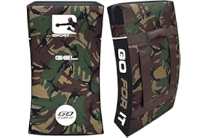 Sporteq Kick Shield Curved Pad | Shock Absorbing Gel Foam Shield For Martial Arts Training, UFC, MMA, Kickboxing and Karate | Heavy Duty PU Outer Cover