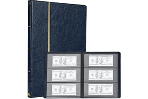 TsunNee Album per raccolta di banconote con 60 tasche, copertina in pelle, libro per raccolta di valute su entrambi i lati, album per banconote commemorative per collezionisti