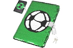 GATUIDA Football Sequin Diary Notebook: Football Journal Notebook Secret Diary with Lock and Key Private Lockable for Boys Girls
