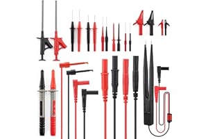 KAIWEETS Messleitungen Prüfkabel Kits 23-Teilige Elektronische Kabel mit Krokodilklemmen, Pinzette, Haken, Isolierte Piercing-Nadel, Austauschbares Testsonden-Kit für digitales Multimeter