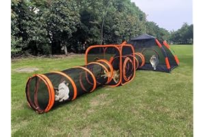 GAORUI 4 in 1 Haustier Katze und Hund Tunnel Zelt Faltbares Haustier Zelt Outdoor Pop Up Haustier Laufstall Käfig Zäune Haus (Stile 4)