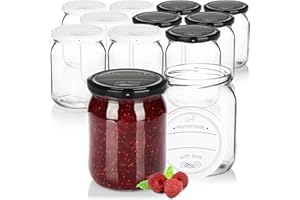 com-four® 12x Vasetti per conserva con coperchio a vite Homemade with love in verde e rosa - TO Ø 82 mm - fino a ca. 540 ml