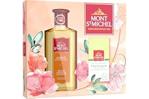 Mont Saint Michel - Coffret 2 Produits - Coffret Cadeau - Eau de Cologne Ambrée Authentique - 250 ml - Savon Cologne Fraîcheur - 125 g