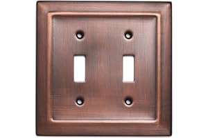 Monarch Abode 19652 Doppelschalter, architektonischer Kippschalter, dekorative Wandplatte, Schalterplatte, Steckdosenabdeckung, 2-fach, Antik-Kupfer-Finish