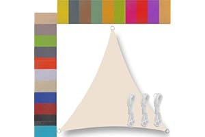 Ufamiluk Toile d'ombrage Triangle pour Patio Imperméable Protection UV 95% Voile d'ombrage Potager pour Balcon Patio terrasse Jardin extérieur 1.5x1.5x1.5m Blanc Cassé
