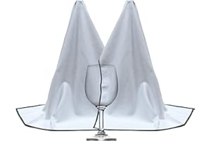 POLYTE Professional Microfibre Wine Glass Fine Polishing Cloth 45x71, 2 Pack (White w/Black Print, Microfibre Flat Weave)