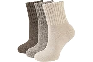 CLOSEMATE 3 Pares Calcetines Termicos Mujer Invierno sin Costuras Frio Extremo Calientes de Algodón Grueso Blanco Negro Gris Marrón Beige