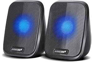 Audiocore AC835 Haut-parleurs stéréo avec rétro-éclairage LED pour PC Portable Smartphone 2x3W RMS USB AUX Compact