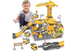 NAXUDCOO BAU-Spielzeug für 3 4 5 6 7 Jahre alte Jungen: Konstruktionsspielzeug Set Bauklotz Auto-Spielzeug für Kleinkinder - Kran-LKWs, Digger Spielzeugs Geschenke für 3 4 5 6 7 Jahre alt Jungen Mädchen