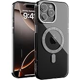 URUCHI iPhone 15 Pro ile Uyumlu Şeffaf Taşlı Mag-Safe Kılıf &ndash; Sert Mika Sararmaz Kılıf, N52 G&uuml;&ccedil;l&uuml; Mıknatıs, Bağımsız Tuşlar, 