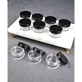 10 Adet Mika 10 ml Krem Kavanoz K&uuml;&ccedil;&uuml;k 4 cm Takı Siyah Kapaklı Mini Seyahat Krem Kavanozu