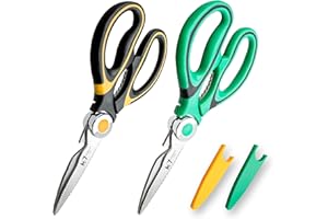 MAGNIFICENT 7 STAR Magnificent Kitchen Scissors- Multi-Functional Scissors for Kitchen Use with Safety Cover and Soft Grip Poultry Shears- Kitchen Scissors Heavy Duty for Meat Poultry Herb Cutting Bottle Jar Opener