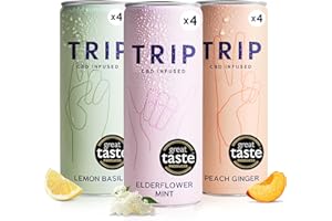 TRIP CBD Drink, Sparkling Mixed Pack Fizzy Drink, Low Calorie, Vegan (Pack of 12 x 250ml)