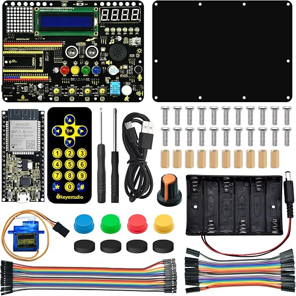 KEYESTUDIO Inventor Starter Kit for Arduino ESP32, Hardware Comes Pre-connected, Easy to Get Started Coding and Electronics, 15 Modules, 30 Projects, STEM Educational Set for Adults Teens (With ESP32) - 1