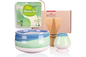 Goodwei Set di Matcha Completo - Tazza Cerimoniale con frusta e cucchiaio - incl. Tè Matcha Biologico Giapponese (Sumi)