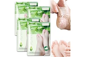 FANFALUV Foot Peel Mask,4 Pairs Natural Aloe Vera Gel Foot Mask-Foot Peel Mask For Hard Skin,Footner Exfoliating Sock-Feet Hard Skin Remover-Plantifique Foot Peel Mask-Baby Feet Foot Peel (Aloe Vera)