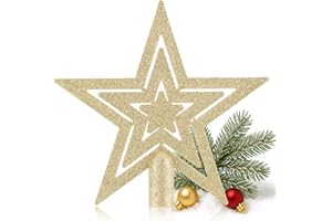 com-four Estrella Brillante para Adorno de árbol de Navidad - Adorno de Estrella para árbol de Navidad - Adorno de árbol de Navidad para Cada Adorno de árbol - Flor de Pascua irrompible