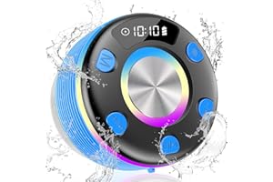 OYIB Bluetooth Shower Speaker, IPX7 Waterproof Wireless Speaker with Suction Cup, RGB Light Show, Portable Bluetooth Speaker 360°Surround Sound, Built-in Mic, Mini Speaker for Party, Bathroom(Blue)