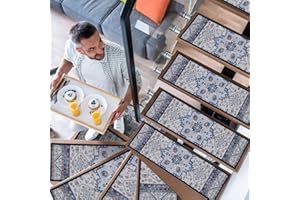 YISUN 15 PCS Stair Mats, Stair Carpet, Anti Moving and Non-Slip Stair Pads, Removable Self-Adhesive Carpet Stair Treads for Children, Elderly and Pets (25.6" X 8")