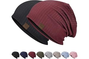 HAMUNI Slouchy Beanie Hip-Hop Soft Lightweight Running Beanie Hat Breathability & Elasticity Adult Dwarf Hats Chemo Cap Skull Cap for Men Women