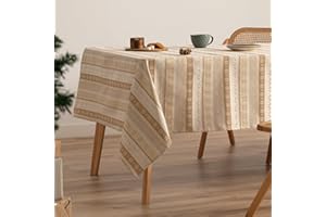 GAMUSI Obrus świąteczny Żakardowy Złoty Przędza Stół Jadalnia Prostokątny Dekoracja Świąteczna 140 x 240 cm Kolor Beżowy/Złoty