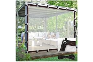 CYTZS Tenda Trasparente per Esterni Antivento Pannello di Telone Pergola con Occhielli Telone Impermeabile in PVC, per Portico Gazebo, Personalizzabile(3x3m)