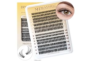 ‎MAYHUG MH Wimpernverlängerung Cluster D Curl Natürliches Aussehen Cluster Wimpern Extensions Super dünnes Band für weiche Wimpern Wiederverwendbar (280pcs, 8-15MIX, 0.05D, 30D+40D)