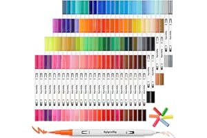 Eglyenlky Markery do kolorowanek dla dorosłych, relaks, pisaki pędzelkowe z podwójną końcówką ze 100 markerami akwarelowymi i pisakami pędzelkowymi dla dzieci