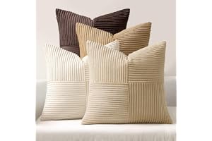 MIULEE Örngott för Soffa Ribbade Sammet Kaffe-Serie 40 x 40 Set 4 Delar Modern Mjuk Dekorativ Kuddfodral För Soffa Sovrum