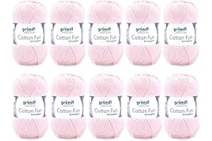 Filato per maglia/uncinetto Gründl Cotton Fun (lana per maglieria, set per uncinetto, morbido filato 100% cotone, certificato OEKO-TEX, 50 g/115 m, ferri: 3-4, 10 gomitoli da 50 g), orchidea