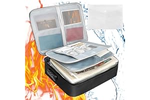 XHXSELLER Fireproof Document Box, 14.5"x10.6"x4" Extra Large Document Organiser with Inner A4 File Folder, 2100℉ 4-Layer Fireproof Waterproof with Lock Storage Box for Document,Passports,Certificates,Valuable