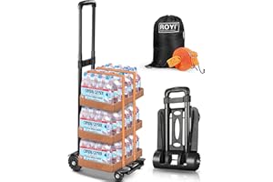 Diable Pliant, Wilbest Système de Transport Escalier Durable Léger Aluminium, Tout-Terrain, Charge Maximale 70kg, Chariot à Main, 2 Cordes Elastiques, Maison, Jardin, Entrepôt et Ferme (Petit)