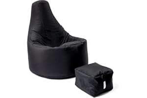 MaxiBean Large Beanbag Chair Indoor And Outdoor Garden Patio Lounger Living Room Gamer seat with matching Foot Stool, Water Resistant Material