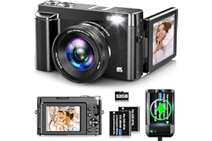 Appareil Photo numérique 4K, Oiadek 48 MP Autofocus Vlogging avec Carte mémoire 32 G, Zoom numérique 16x, Appareil Photo numérique Compact