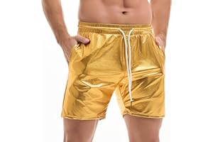 Amy Coulee Metall Shorts Herren Glänzend Nachtclub Disco Party Glänzend Kurze Hose