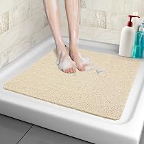 Tapis De Douche Creux En PVC Antidérapant 70x120 Cm - Séchage Rapide, Trous De Drainage, Doux Pour Les Pieds - 10