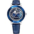 Swarovski Octea Lux Moonphase Watch, White and Blue Crystals, Blue Mother of Peal, Stainless Steel and Leather, from The Octea Collection
